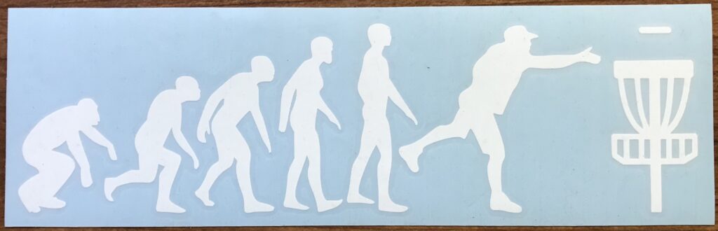 Disc Golfer Evolution Vinyl Sticker, White
