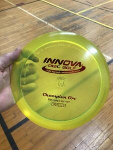 Yellow Innova Orc chosen by Disc Drawing Winner, Elise Lieberman.